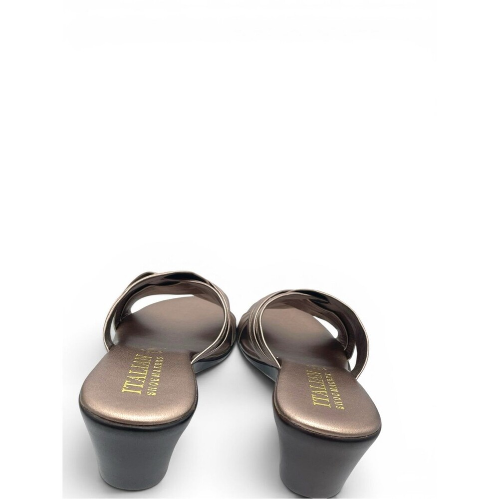 Italian Shoemakers Wedge Sandals Bronze Women Size 8M Comfort Slip On - Picture 4 of 10